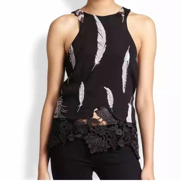 NWT Line& Dot Revolve feather print top, size M - Picture 6 of 11